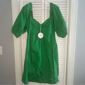 NWT Petal and Pup Lionel Puff Sleeve Midi Dress Sz XL Green Smocked Back Cotton